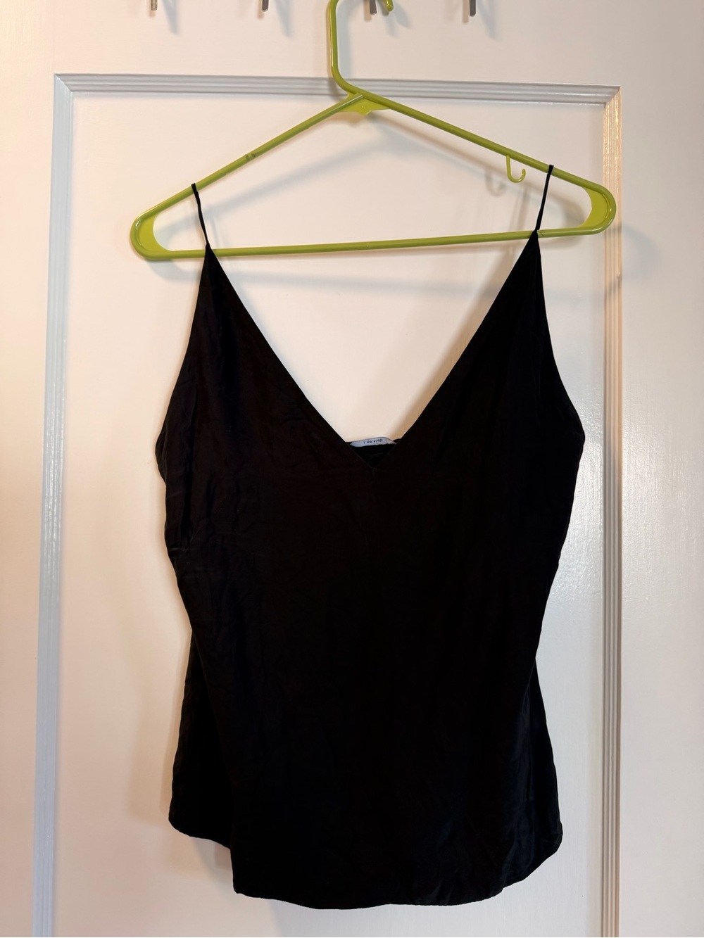 Black Deep V-Neck Spaghetti Strap Women's Top | 100% Silk